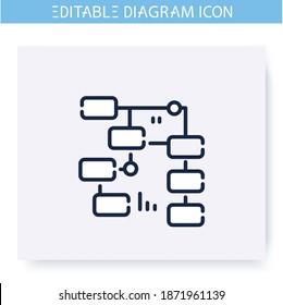 Activity Diagram Line Icon. Workflow Progress Scheme. Business, Management Visualisation. Infographic, Presentation, Planning Scheme. Simple Design. Isolated Vector Illustration. Editable Stroke 