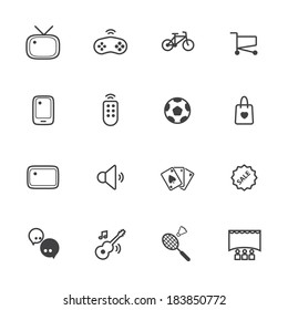 Activity and entertainment. Vector line icons set