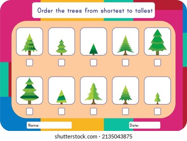 Activity to find the smaller or taller picture