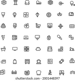 Activity and hobbies icon pack on white background for web site design, logo, app, UI Vector graphics illustration and editable stroke