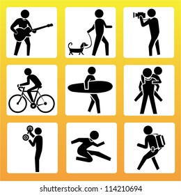 activity in holiday set,extreme sport silhouettes set