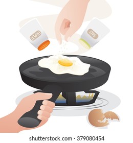 Activity human hands frying an egg