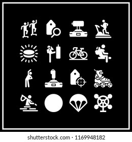 activity icon. 16 activity vector set. treadmill, tag, fishing and bicycle icons for web and design about activity theme