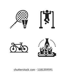 activity icon. 4 activity vector icons set. paddle, exercise and bicycle icons for web and design about activity theme