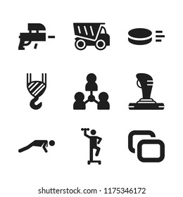 activity icon. 9 activity vector icons set. dumper, copy and puck icons for web and design about activity theme