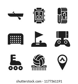 activity icon. 9 activity vector icons set. golf, game controller and rowing icons for web and design about activity theme