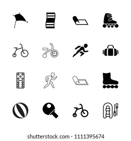 Activity icon. collection of 16 activity filled and outline icons such as child bicycle, sport bag, skate rollers, table tennis. editable activity icons for web and mobile.