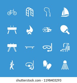 Activity icon. collection of 16 activity filled icons such as bonfire, playground ladder, baseball player, football ball. editable activity icons for web and mobile.