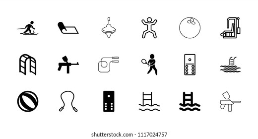 Activity icon. collection of 18 activity filled and outline icons such as paintball, beach ball, playground ladder, skiing. editable activity icons for web and mobile.