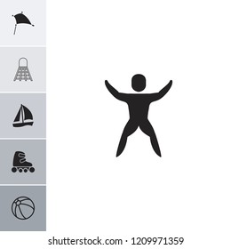 Activity icon. collection of 6 activity filled and outline icons such as sailboat, skate rollers, beach ball, kite, squat. editable activity icons for web and mobile.