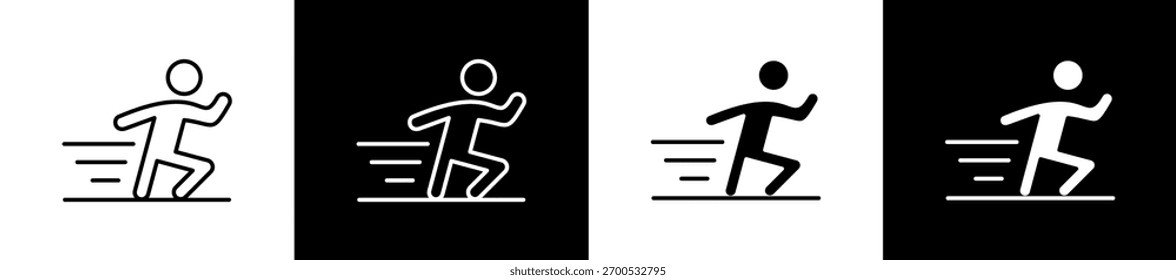 Activity icon set in line and glyph style on black and white background