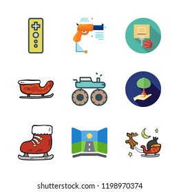 activity icon set. vector set about game controller, reforestation, basketball and ice skate icons set.