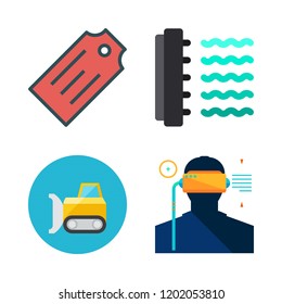 activity icon set. vector set about virtual reality, tag and bulldozer icons set.