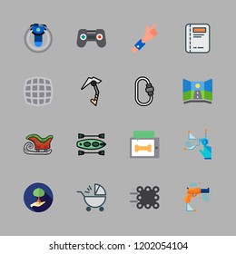 activity icon set. vector set about agenda, climbing, sled and canoe icons set.