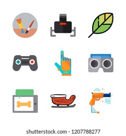activity icon set. vector set about gardening, painting, sled and virtual reality icons set.
