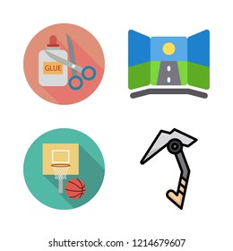 activity icon set. vector set about basketball, handcraft, virtual reality and climbing icons set.