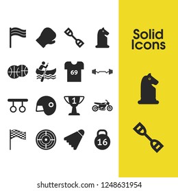 Activity icons set with bob, espander, t-shirt elements. Set of activity icons and uniform concept. Editable vector elements for logo app UI design.