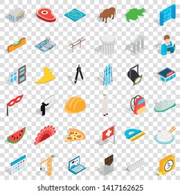 Activity icons set. Isometric style of 36 activity vector icons for web for any design