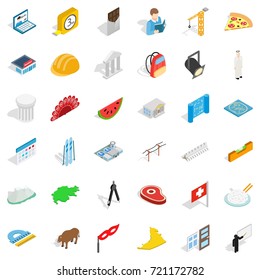 Activity icons set. Isometric style of 36 activity vector icons for web isolated on white background