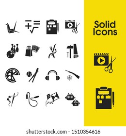 Activity icons set with jumping rope, origami and pizza elements. Set of activity icons and checklist concept. Editable vector elements for logo app UI design