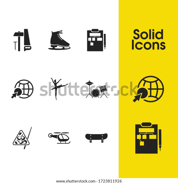 Activity Icons Set Skating Internet Surfing Stock Vector Royalty Free