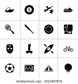 Activity icons. vector collection filled activity icons. includes symbols such as billiards, joystick, paintball, heart beat monitor. use for web, mobile and ui design.