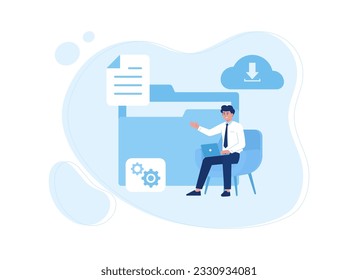 The activity inserts data into a folder trending concept flat illustration