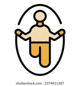Activity jump icon outline vector. Gym rope. Sport workout color flat