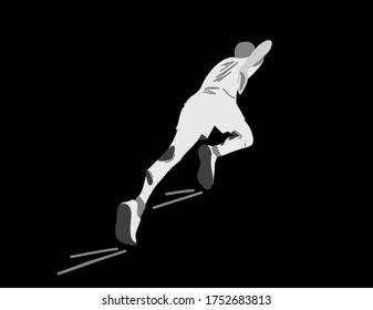 Activity at  life. Male athlete/runner running on road.  Isolated runner.