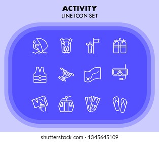 Activity line icon set. Sailing, kayaking, diving. Active lifestyle concept. Can be used for topics like sport, adventure, leisure