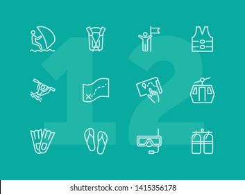 Activity line icon set. Sailing, kayaking, diving. Active lifestyle concept. Can be used for topics like sport, adventure, leisure