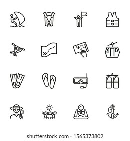 Activity line icon set. Sailing, kayaking, diving. Active lifestyle concept. Can be used for topics like sport, adventure, leisure