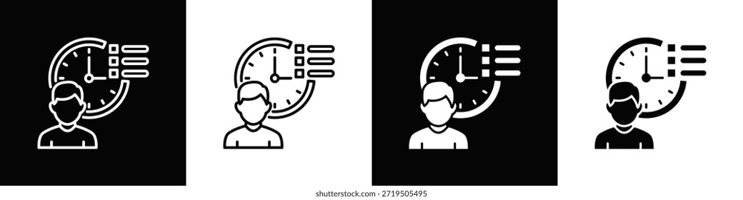 Activity Log Icon Set White Black Background Style