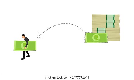 the activity of a man taking money from a pile. eps10 vector file with separate layers.