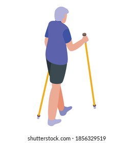 Activity nordic walking icon. Isometric of activity nordic walking vector icon for web design isolated on white background