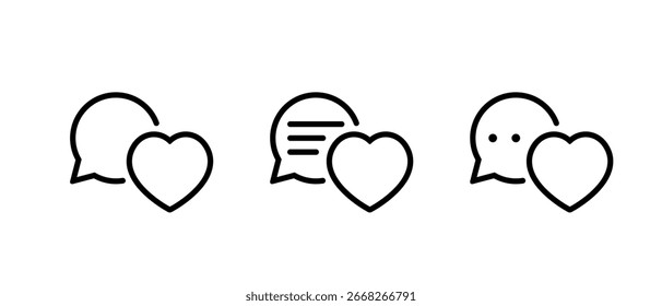 Activity and notification icon. Chat love symbol. Speech bubble with heart symbol