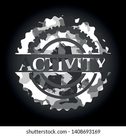 Activity on grey camouflage texture