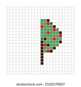 activity page: finish drawing apple tree mirrored pixels the left side, 