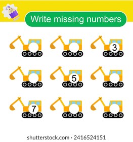 Activity page for preschoolers. Cartoon excavator. Vector illustration.