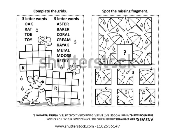 Activity Page Two Puzzles Fillin Crossword Stock Vector Royalty Free 1182536149