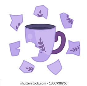 Activity for pre sсhool years kids and toddlers. Find a shard from a mug.