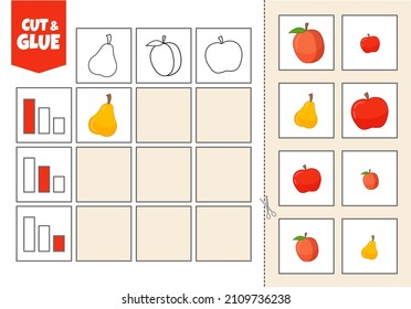 Activity for pre sсhool years kids and toddlers. Cut out the cards and glue them to the correct place in the table.
