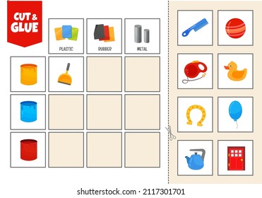 Activity for pre sсhool years kids and toddlers. Cut out the cards and glue them to the correct place in the table.
