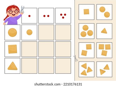 Activity for pre sсhool years kids and toddlers. Cut out the cards and glue them to the correct place in the table.
