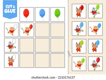 Activity for pre sсhool years kids and toddlers. Cut out the cards and glue them to the correct place in the table.
