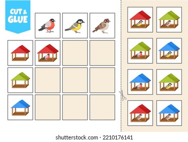 Activity for pre sсhool years kids and toddlers. Cut out the cards and glue them to the correct place in the table.
