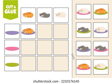 Activity for pre sсhool years kids and toddlers. Cut out the cards and glue them to the correct place in the table.

