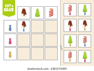 Activity for pre sсhool years kids and toddlers. Cut out the cards and glue them to the correct place in the table.
