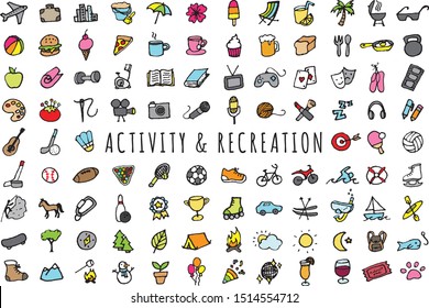 Activity and Recreation Hand Drawn Icons Clipart Set