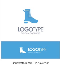 Activity, Running, Shoe, Spring Blue Solid Logo with place for tagline. Vector Icon Template background